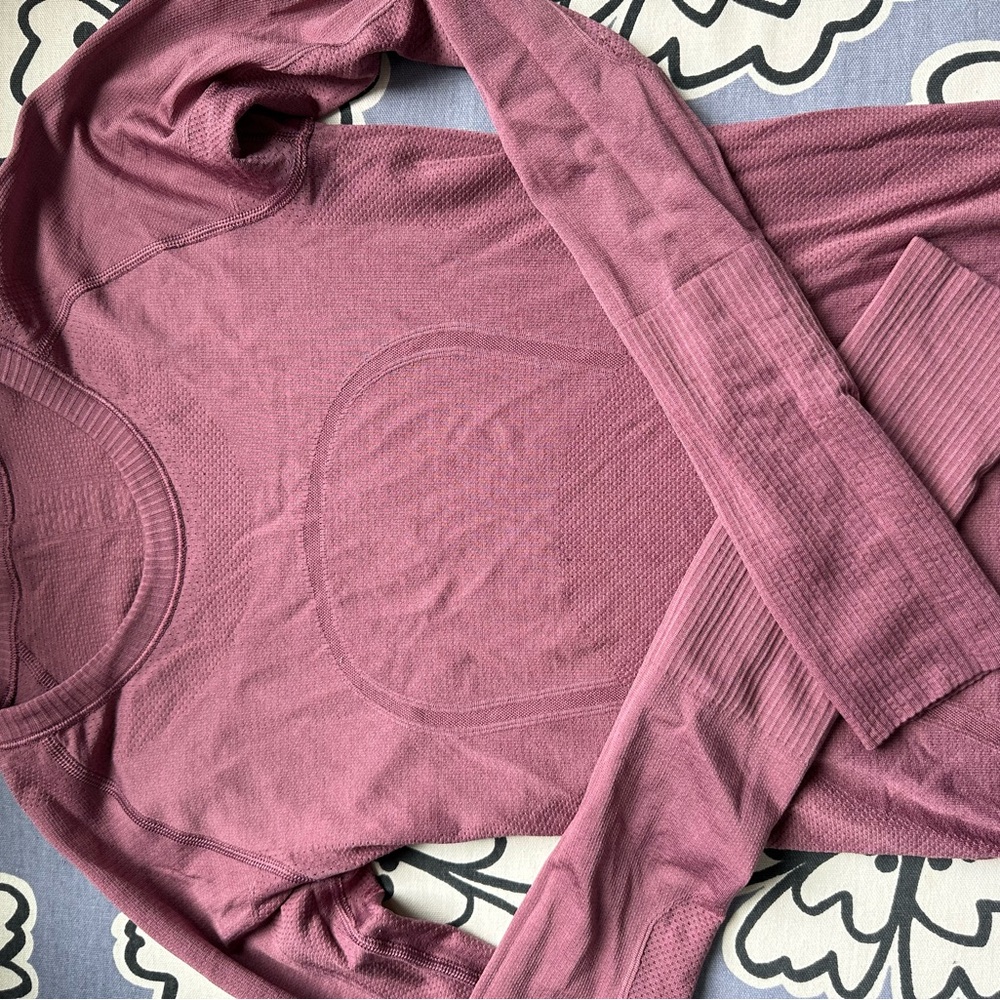 Mauve Lululemon Long Sleeve Swiftly Top